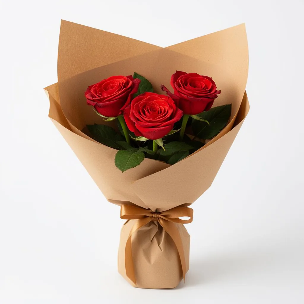 Buquê com 3 Rosas Colombianas no Kraft - Floricultura com entrega no mesmo dia